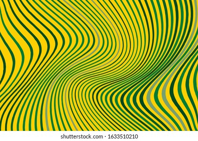 Abstract template with colorful wavy lines on green background for web background design. Spring textile texture. Modern style. Vector design element. Retro wavy lines, great design for any purposes.
