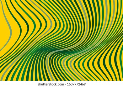 Abstract template with colorful wavy lines on green background for web background design. Spring textile texture. Modern style. Vector design element. Retro wavy lines, great design for any purposes.