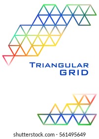 Abstract template of cover with colorful triangular grid on a white. Simple vector graphic pattern