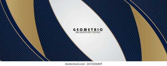 Abstrakte Vorlage dunkelblaue Kurve Form. Premium luxuriöser Hintergrund mit Kurvenform und goldenen Lichtlinien auf weißem Hintergrund. Anzug für Business und Banner Inhalte,Website,eps10