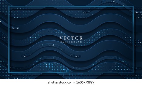 Abstract template dark blue luxury premium background. Vector illustration