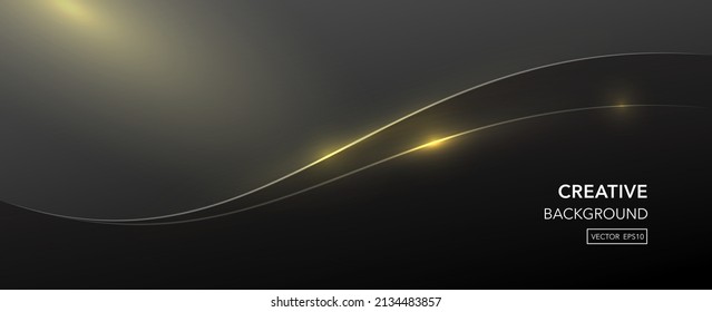 Abstract template dark geometric diagonal background with golden line. Luxury style. Vector illustration