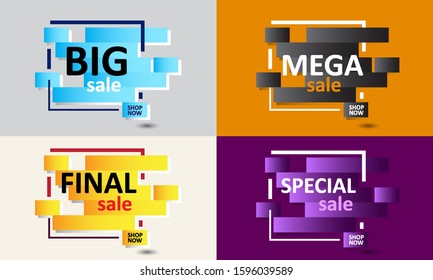 Abstract Template Design gradient banners. Geometric background for sale promotion and sale banner. Vector illustration