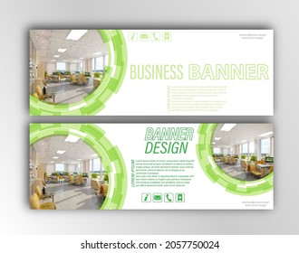 Plantilla abstracta para el diseño de un banner web con espacio para fotos, texto e información visual. Estilo sencillo.