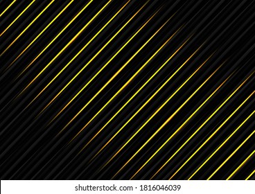 Abstract template diagonal black striped line backgroune texture with yellow light neon. Technology concept. Vector illustration