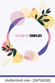 abstract template with floral and geometric elements.