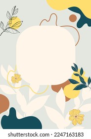 abstract template with floral and geometric elements.
