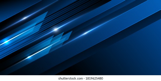 Abstract template geometric blue stripe lines diagonal background overlapping layers decor light effect with space for text. Technology concept. Vector illustration

