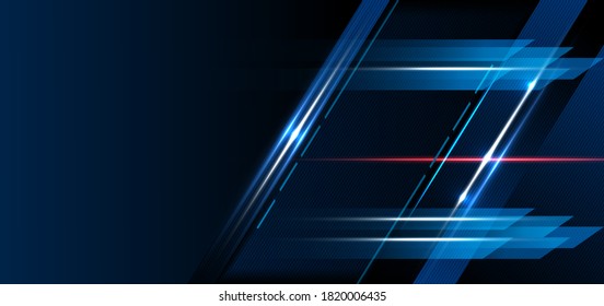 Abstract template geometric blue stripe lines background overlapping layers decor light effect with space for text. Technology concept. Vector illustration
