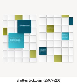 Abstract  template geometric flyer with color squares. Design element