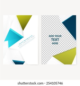 Abstract  template geometric flyer with color triangles. Design element