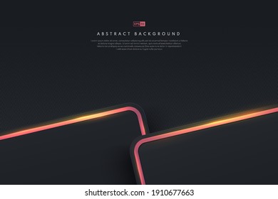 Abstract template geometric with golden copper border and lighting effect dark background space for your text. Luxury and elegant style. Vector illustration