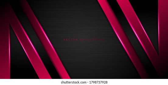 Abstract template geometric pink overlap with pink light modern technology style on dark metallic background. Vector illustration