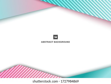 Abstract template geometric triangle blue and pink gradient color overlaping line pattern on white background.  You can use for artwork design, cover brochure, poster, banner web, print ad, etc.