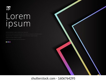 Abstract template geometric with vibrant color border on black background space for your text. modern style. Vector illustration