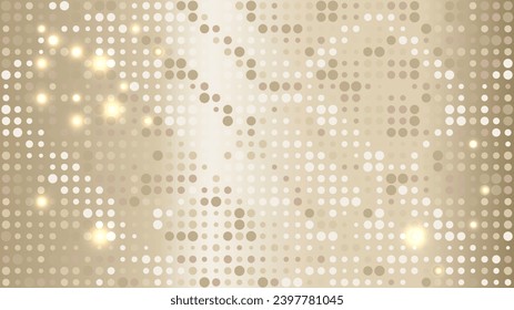 Abstract template with glowing circles, rings on light gold gradient background. Luxury golden vector image. Elegant geometric design. EPS 10