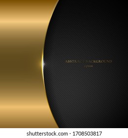 Abstract template gold metallic curve on black background and texture. Vector illustration