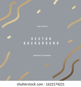 Abstract template with gold waves for banner or card, copy space for your text. Trendy minimal vector background with freehand scribble lines. Modern luxury cover for brochure or flyer.