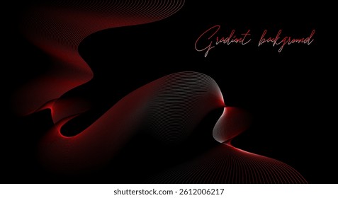 Abstract template with gradient curly red mesh on the black background  and text space