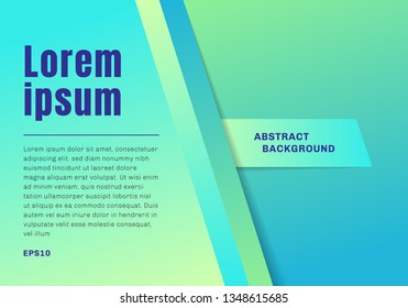Abstract template green and blue bright gradient color background with separate diagonal paper style. Vector illustration