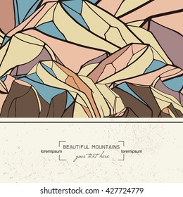abstract template with hand drawn mountains. 