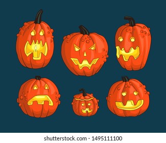 Abstract template. Happy halloween party. Cartoon halloween pumpkin. Greeting card design celebration. Sign, symbol, element. Vector silhouette symbol.