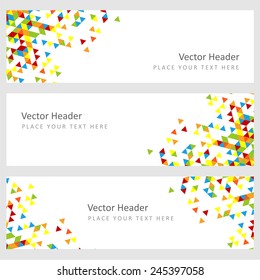 Abstract template horizontal banner with color triangle pattern