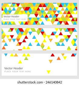 Abstract template horizontal banner with color triangle pattern