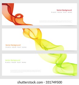 Abstract template horizontal banner with transparent smoke