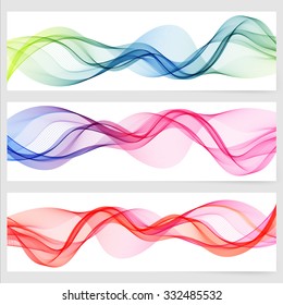 Abstract template horizontal banner with transparent smoke