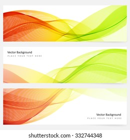 Abstract template horizontal banner with transparent waves