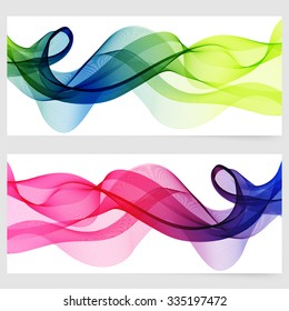 Abstract template horizontal banner with transparent smoke
