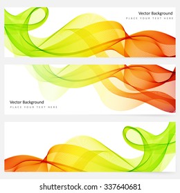 Abstract template horizontal banner with transparent waves