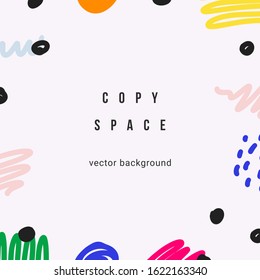 Abstract template layout for banner or card with copy space , contemporary abstraction backdrop made of sribble lines and dot, simple modern design for poster, invitation, placard, brochure, flyer.