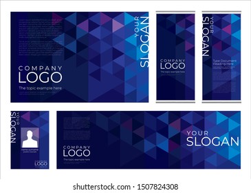 Abstract template layout with blue triangle shapes. Vector design layout for banners, presentations, flyers, poster and  roll-up displays.