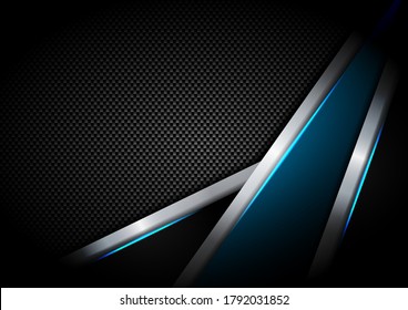 Plantilla abstracta brillo geométrico azul claro y capa sobre fondo kevlar con efecto azul claro. Estilo tecnológico. Ilustración del vector