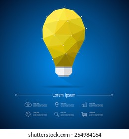 Abstract template, Light bulb low poly style. Infographic template with icons set