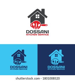 Abstract template logo design with house and fork and spoon. Vector illustration
