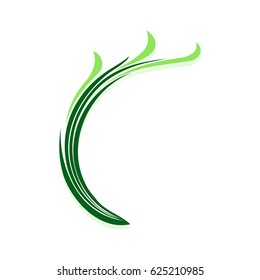 Abstract template for a logo or icons with wavy lines and a stylized leaf. Sign for natural products, cosmetics and ecology.