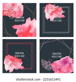 ABSTRACT TEMPLATE MAGIC Celestial Banner Concept For Social Media In Red Black Colors Astrological Mystical Spiritual Esoteric And Witchcraft Design Elements