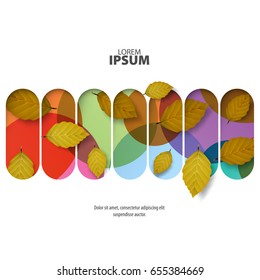 Abstrakte Vorlage mit minimalem Stil. Moderne Grafik, Design Elemente. Blätter und farbige Kreise auf weißem Hintergrund