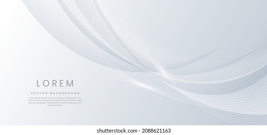 Abstract template modern shiny silver gradient curved wavy background. You can use for banner, ad, poster, template, business presentation. Vector illustration