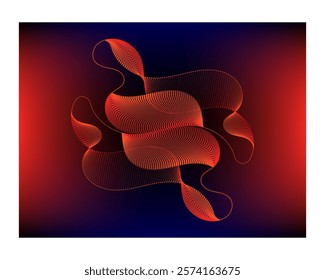 Abstract template with modern  wave design colorful digital line art background shiny wave with lines blend illustration wallpaper for design