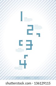 Abstract template with numbers in retro style. Fresh, modern template with much space for your content. Four choices, variants, levels. Retro concept.