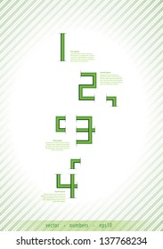 Abstract template with numbers in retro style. Fresh, modern template with much space for your content. Four choices, variants, levels. Retro concept.