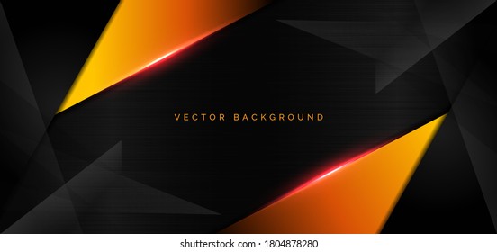 Abstrakte Vorlagenorange überlappen sich mit rotem, hellmoderner Technologie-Stil auf schwarzem Hintergrund. Vektorgrafik