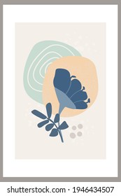 Abstract Template, organic simple shapes and natural botanical elements. Collage style, Minimal and natural wall art. Pastel earthy colors. Vector  banners for postcards and covers for social networks