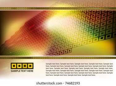 Abstract template with perspective element on bright colorful background