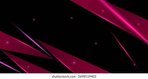 Abstract template pink metallic overlap with pink light modern technology style on black background. Vector  illustration