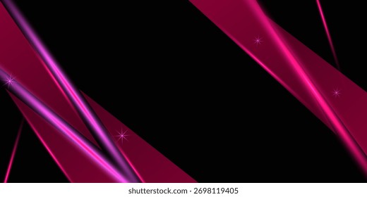 Abstract template pink metallic overlap with pink light modern technology style on black background. Vector  illustration